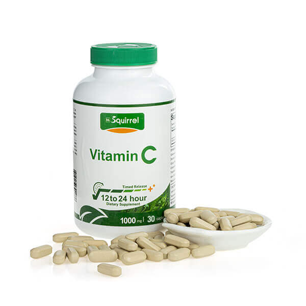 Vitamine C 1000mg 30 Comprimés Caplets Anti-Âge à Libération Temporisée