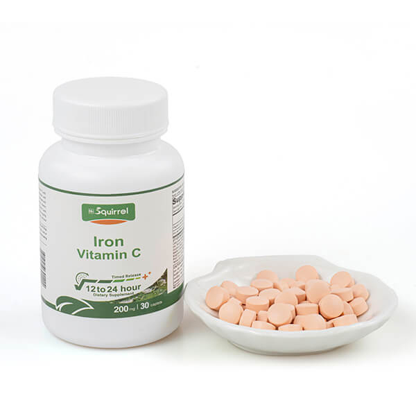 Vitamine C 200 mg avec fer 50 mg 30 comprimés Caplet à libération contrôlée